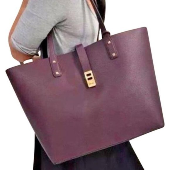 Michael Kors Karson Large Carryall Leather Tote Damson - Picture 2 of 6
